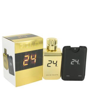 24 Gold The Fragrance Eau De Toilette Spray + 0.8 oz Mini EDT Pocket Spray By ScentStory - 3.4oz (100 ml)
